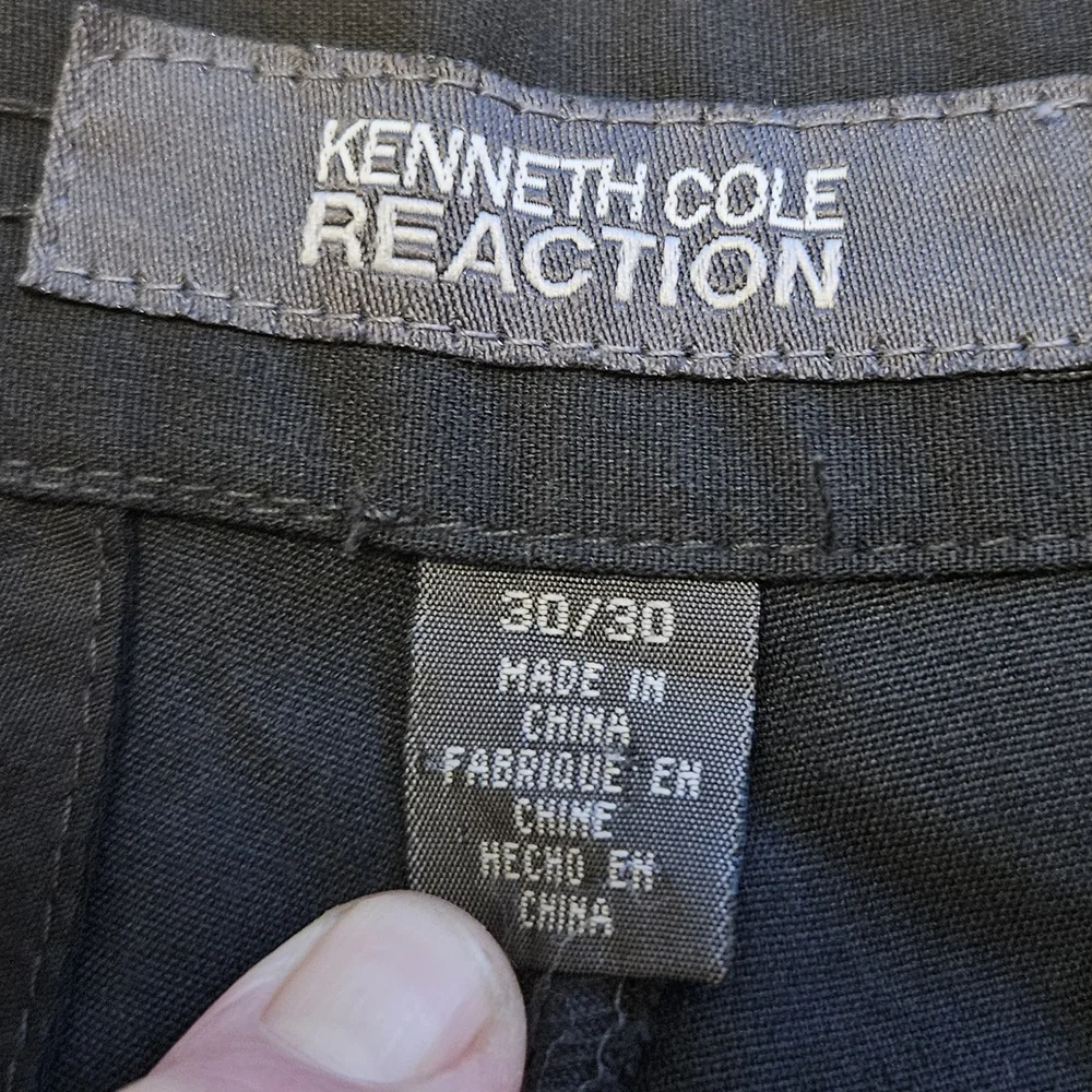 Kenneth Cole Mens Black Wool Blend Dress Pants 30x29 Classic Fit Slacks mp45